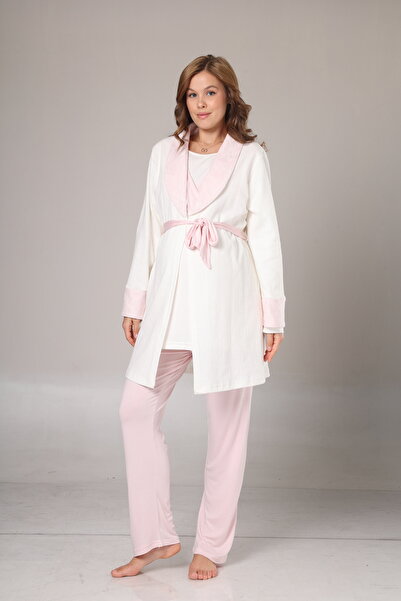 Lohusa Homewear Set de pijamale pentru femei, roz, cu dantelă jacquard, cu de...