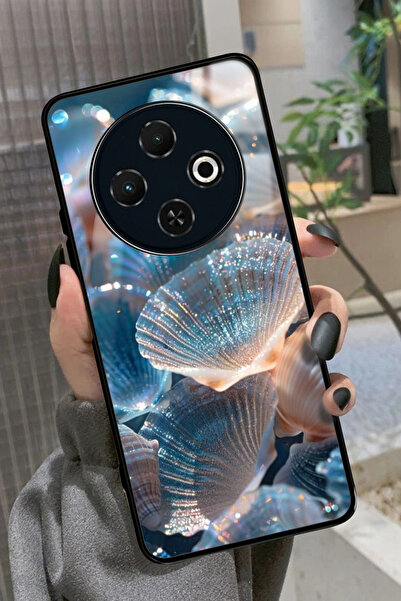 TECNO Spark 30C Uyumlu Simli Deniz Kabuk Tasarımlı Parlak Premium Kılıf