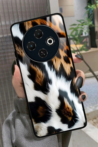 TECNO Spark 30C Uyumlu Kahverengi Leopar Tasarımlı Glossy Premium Kılıf