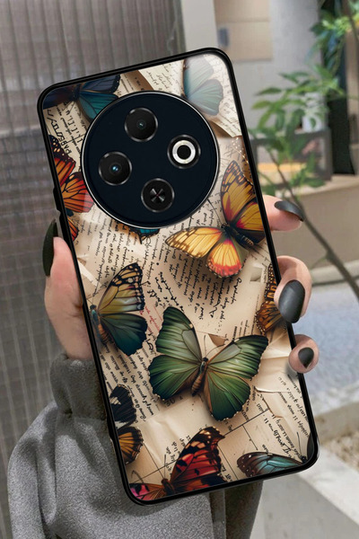 TECNO Spark 30C Uyumlu Renkli Kelebek Tasarımlı Glossy Premium Kılıf