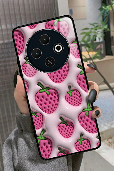 TECNO Spark 30C Uyumlu Çilek Tasarımlı Glossy Premium Kılıf