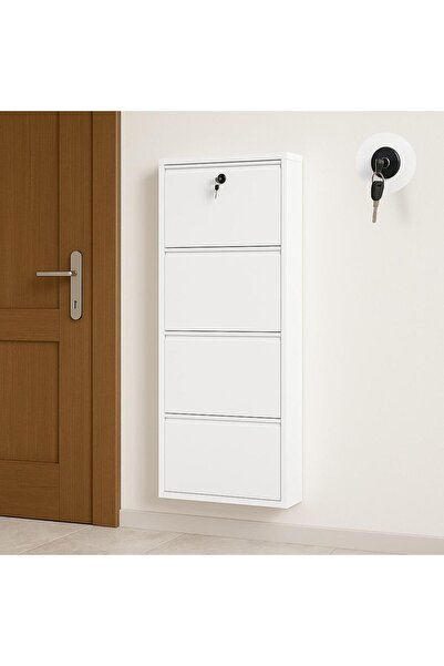 KARLI 4 LÜ KİLİTLİ BEYAZ METAL AYAKKABILIK