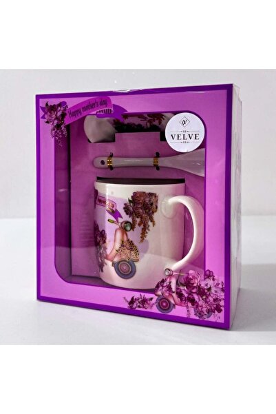 velve Set cana ceramica, farfurie si lingurita pentru Ziua Mamei, ambalata in...