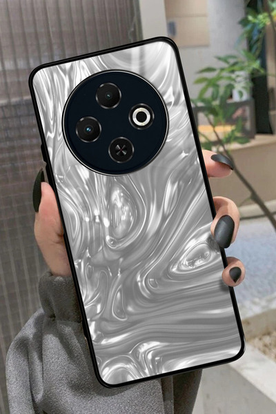 TECNO Spark 30C Uyumlu Beyaz Tasarımlı Glossy Premium Kılıf