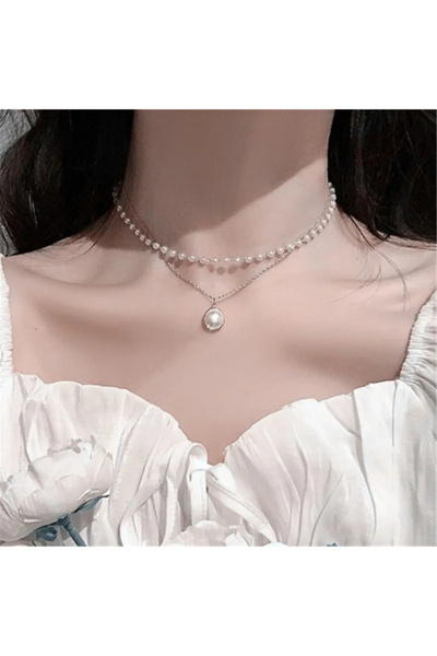 lor Colier dublu cu perle și pandantiv