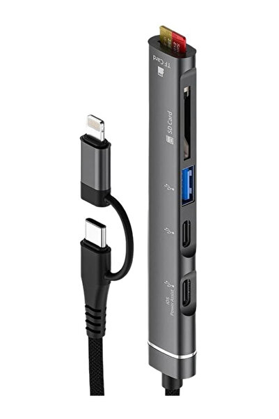 Corcoz Type-C ve Lightning Girişli 5in1 Usb 3.0 SD Kart Micro SD Kart Okuyucu...