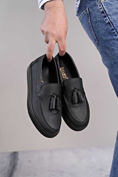 Zapatos SLW153 Bloom Bağcıksız Püsküllü Cilt Erkek Günlük Spor Klasik Ayakkabı CST - Siyah