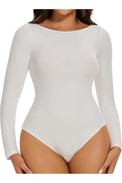 OEM Body modelator pentru femei cu mâneci lungi, alb, mărime S