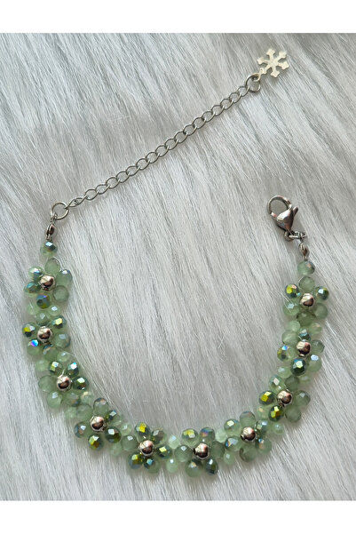 karitasarim Karışık yeşil Çiçekli kristal boncuklu bileklik