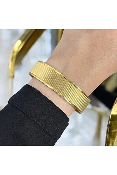 CASELN 22 Ayar Altın Kaplama Trabzon Bilezik 1,5 Cm Günlük, Özel Günler, Düğün, Kına,