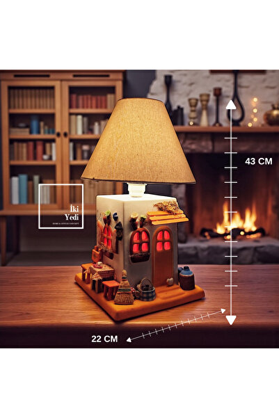 77 Halikarnas Ev Tasarımlı Masa Lambası 43 cm Yükseklik Dekoratif Abajur Sıca...