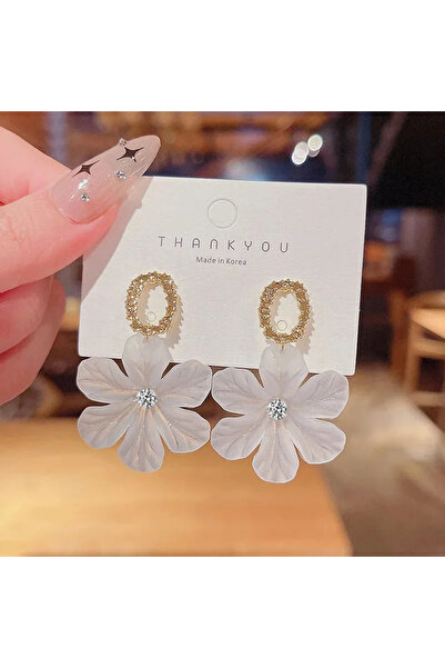 lor Elegant white flower earrings