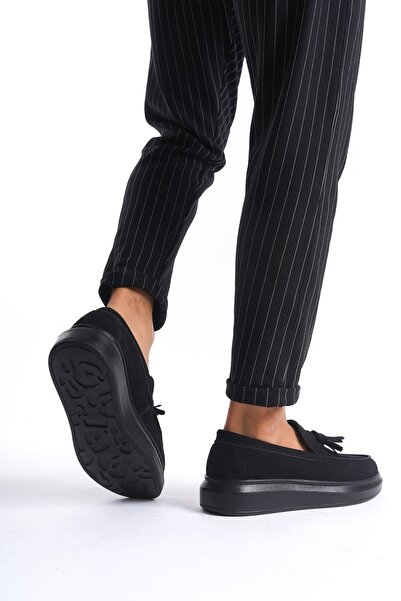 Zapatos SLW154 Blaze Bağcıksız Püsküllü Süet Erkek Günlük Spor Klasik Ayakkabı SST - Siyah