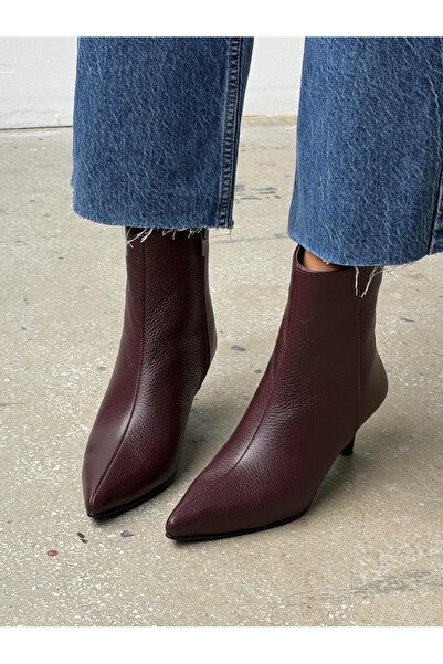 ECENİN BUTİĞİ Lydia Bordo Hakiki Deri Kadın Bot