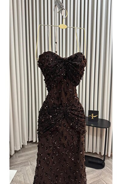 NALA FASHION Dark brown evening dress