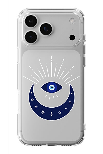 moonset Iphone 17 Pro Uyumlu Nazar Göz Tasarımlı Baskılı Şeffaf Telefon Kılıfı