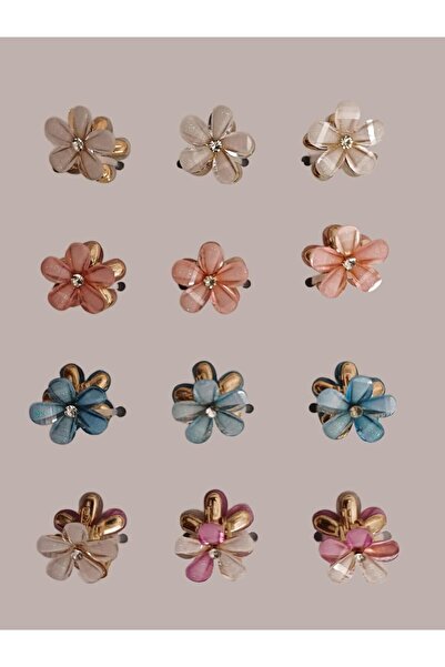 Generic SUFY Floral Decorative Hair Clips, Set of 12, Assorted Colours