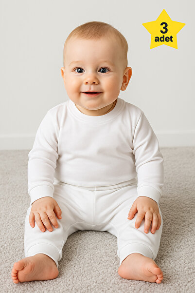 BABİDO 3 قطع سراويل بيضاء للأطفال - 100% قطن