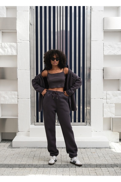 OUZ 3 Thread Ribbed 100% Cotton 3 Piece Sportswear Set