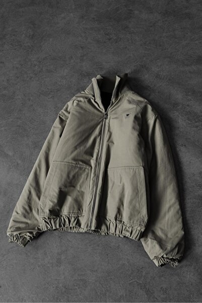 Slatra Men's Khaki Padded Bomber Jacket