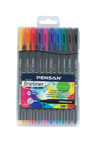 Nuasya قلم Pensan Fineliner ذو الطرف اللباد 0.4 مم 10 قطع في علبة بلاستيكية 6...