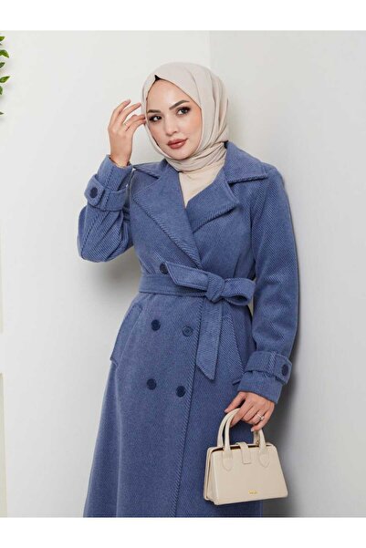 ELBİSHE KADIN DİYAGONAL ÇİZİGLİ KAŞE KABAN