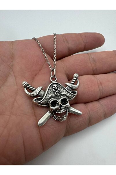 Herşey Nota Skull Pirate Patterned Unisex Necklace – Antique, Rebellious, and Original Design