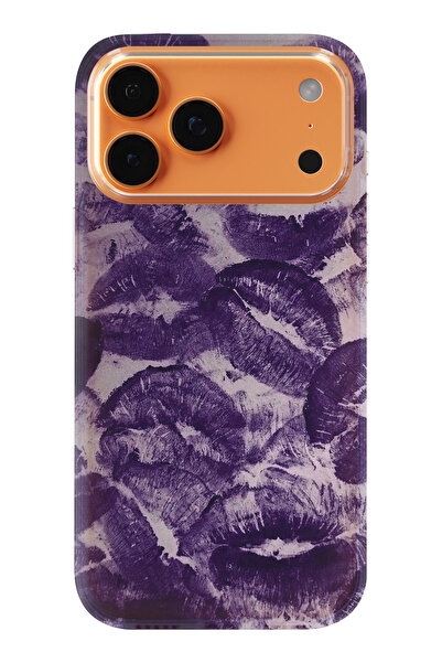 moonset Iphone 17 PRO MAX Uyumlu Mor Dudaklar Tasarımlı Baskılı Şeffaf Telefo...