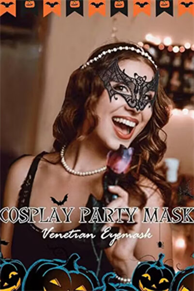 Trade Bazaar Ženska i muška maska za Noć veštica Čipka – crna maska u venecij...