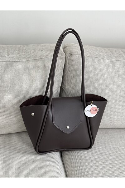 BAGLOVİS Дълга каишка Детайлна голяма чанта за кафе за жени EN40 Размер 28