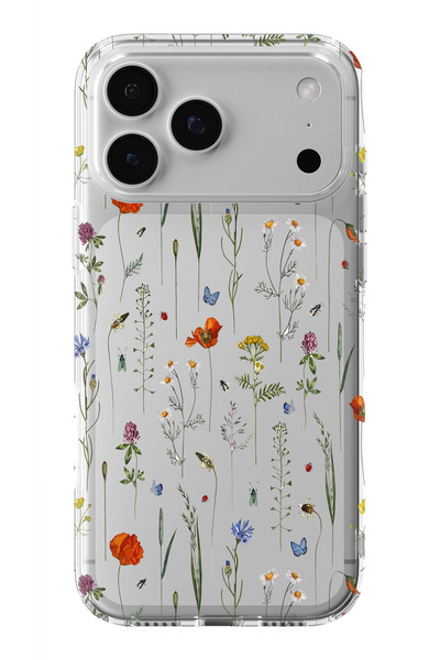 moonset Iphone 17 PRO MAX Uyumlu Çiçekler Tasarımlı Baskılı Şeffaf Telefon Kı...