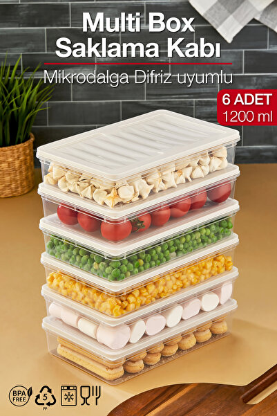 Pazarika Multi Box 6 Lı Set Saklama Kabı Seti - Dondurucu & Mikrodalga Uyumlu