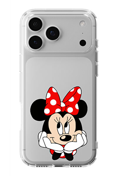 moonset Iphone 17 PRO MAX Uyumlu Minnie Mouse Tasarımlı Baskılı Şeffaf Telefo...