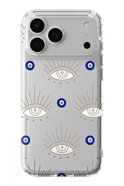moonset Iphone 17 PRO MAX Uyumlu Nazar Boncuğu Tasarımlı Baskılı Şeffaf Telef...
