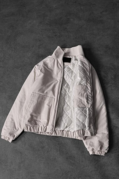 Slatra Men's Beige Padded Bomber Jacket