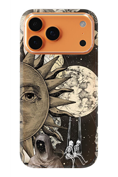 moonset Iphone 17 PRO MAX Uyumlu Ay ve Güneş Tasarımlı Baskılı Şeffaf Telefon...