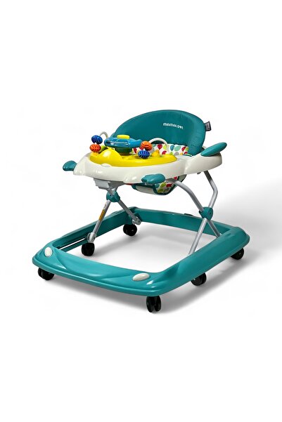 ALBADER Baby Walker with Adjustable Height, Foldable Walker, Cushioned Seat, MAMALOVE Baby Walking Trainer
