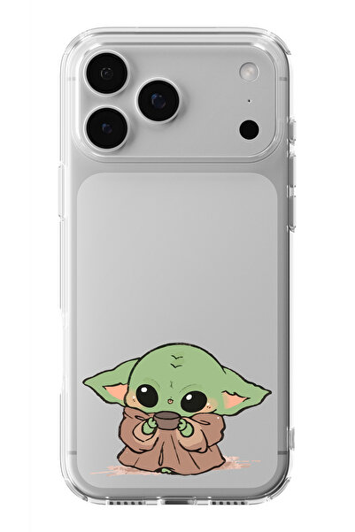 moonset Iphone 17 Pro Uyumlu Baby Yoda Tasarımlı Baskılı Şeffaf Telefon Kılıfı
