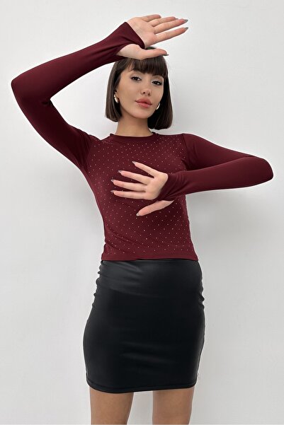 New Now Love It Stone-Detail Finger-Through Modal Blouse