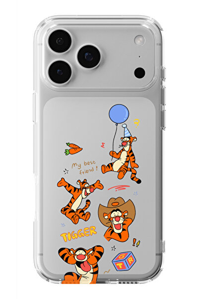 moonset Iphone 17 PRO MAX Uyumlu Tigger Tasarımlı Baskılı Şeffaf Telefon Kılıfı