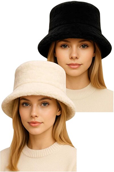 Mood Agenda Women's Adjustable Plush Bucket Hat Set of 2