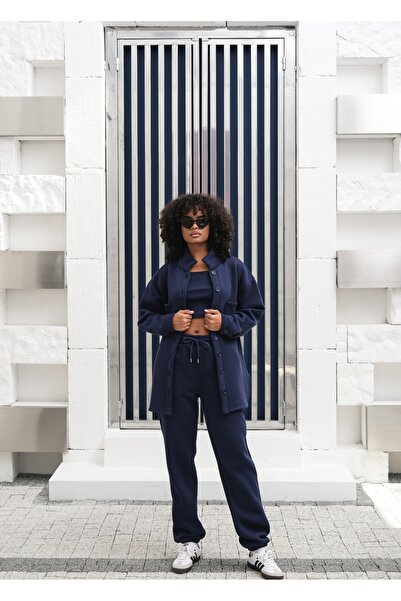 OUZ 3 Thread Ribbed 100% Cotton 3 Piece Sportswear Set