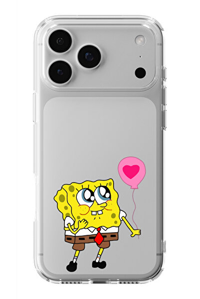 moonset Iphone 17 PRO MAX Uyumlu Sünger Bob Tasarımlı Baskılı Şeffaf Telefon ...
