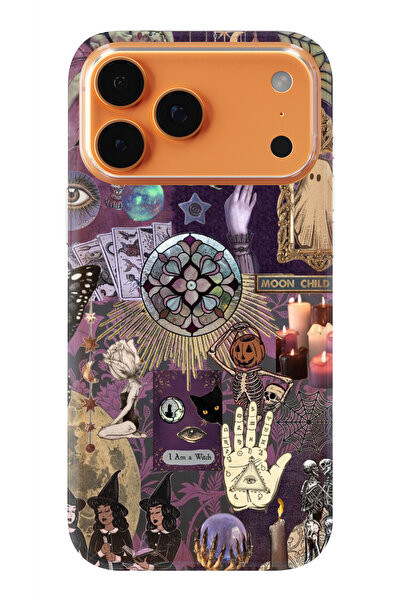 moonset Iphone 17 PRO MAX Uyumlu Witch Kolaj Tasarımlı Baskılı Şeffaf Telefon...