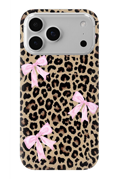 moonset Iphone 17 PRO MAX Uyumlu Leopar ve Fiyonk Tasarımlı Baskılı Şeffaf Te...