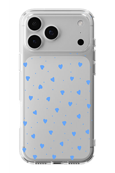 moonset Iphone 17 PRO MAX Uyumlu Minik Kalpler Tasarımlı Baskılı Şeffaf Telef...