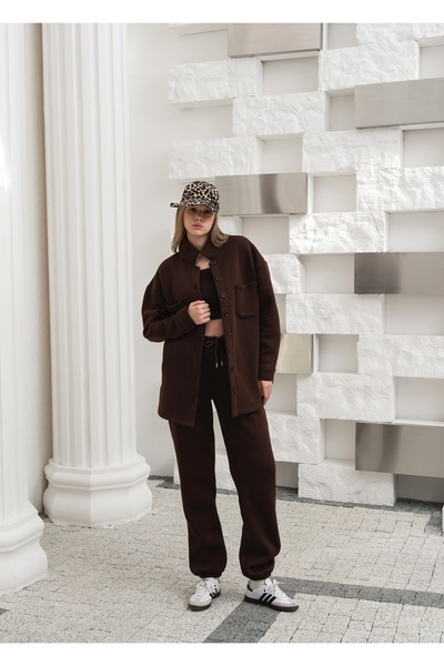 OUZ 3 Thread Ribbed 100% Cotton 3 Piece Sportswear Set