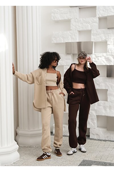 OUZ 3 Thread Ribbed 100% Cotton 3 Piece Sportswear Set