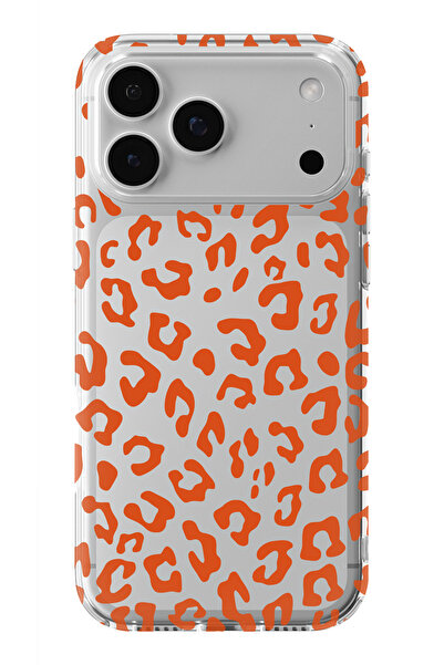 moonset Iphone 17 PRO MAX Uyumlu Leopar Tasarımlı Baskılı Şeffaf Telefon Kılıfı