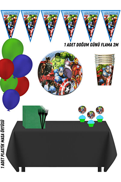 HAPPYLOOPPARTY Yenilmezler AvengerS 24 Kişilik Doğum Günü Parti Süsleri Seti